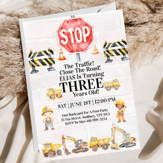 Construction Themed Children's Birthday Invitation
