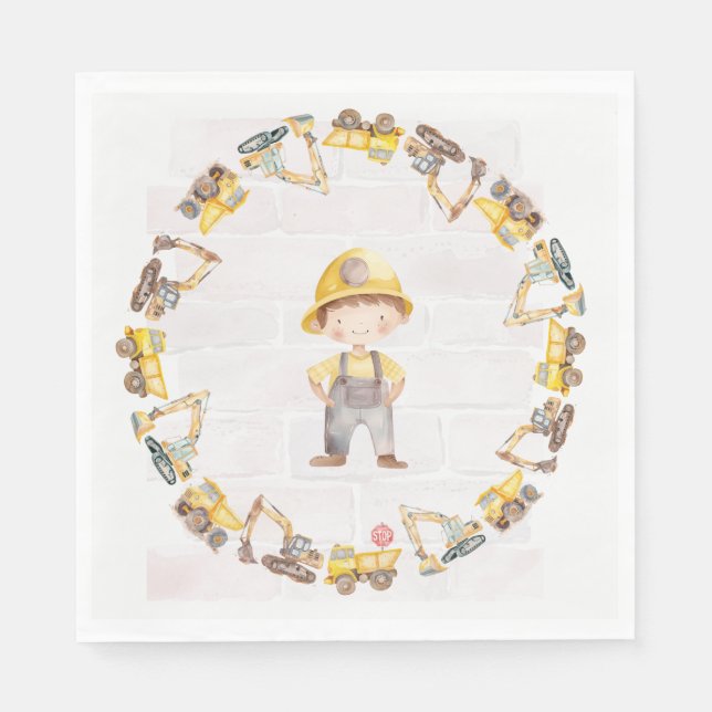 Construction Themed Children's Birthday  Napkins (Front)
