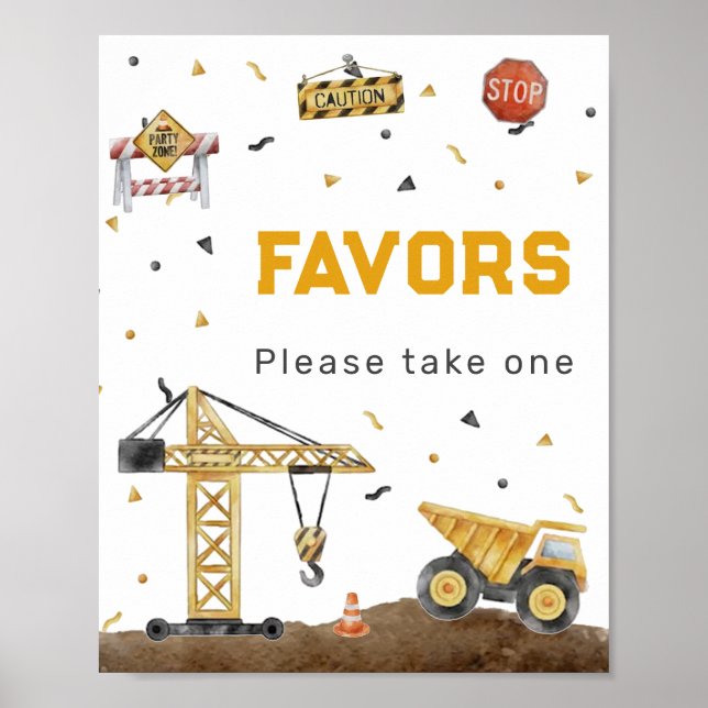 Construction-themed Favors: Birthday Adventure Poster (Front)