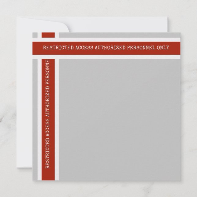 Construction Themed Restricted Access Red Tape Note Card (Back)