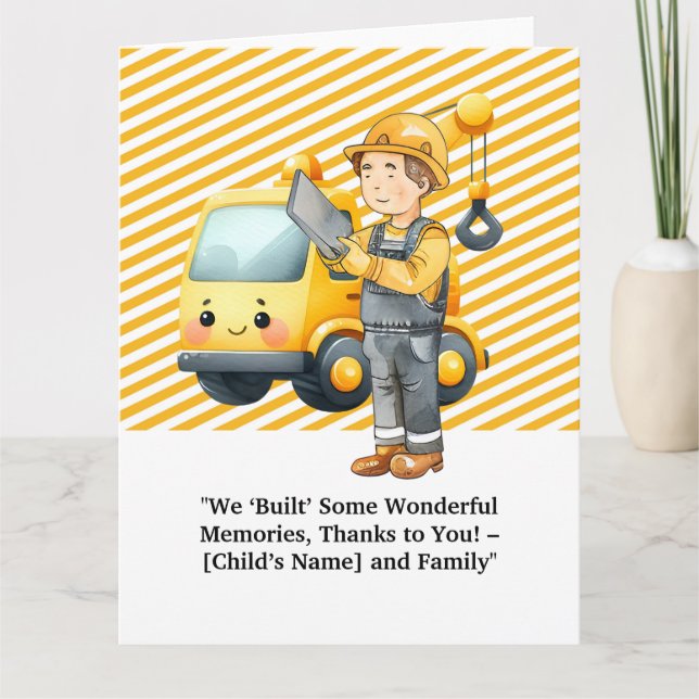 "Construction-Themed Thank You Card – Appreciate  (Front)