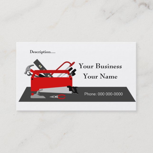 Construction Tool Box Business Card Template 2 (Front)