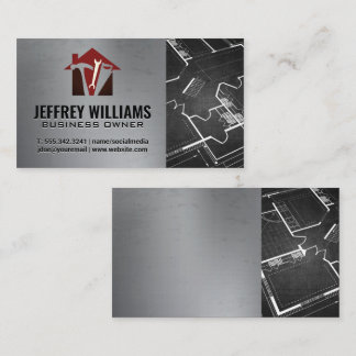 Construction Tools and Home Icon | Blueprints Business Card