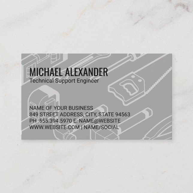 Construction Tools Background Business Card (Front)