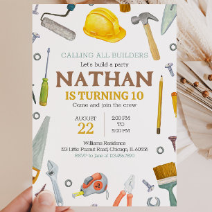 Construction Tools Birthday Invitation