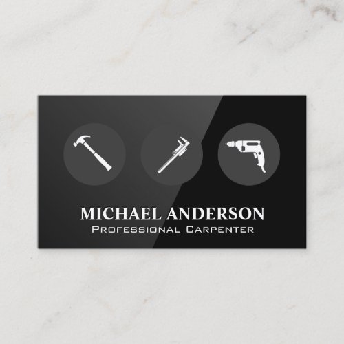 Construction Tools  Black Gloss Business Card