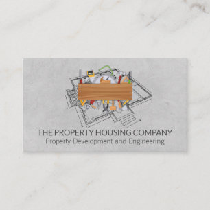 Construction Tools Blueprint Business Card