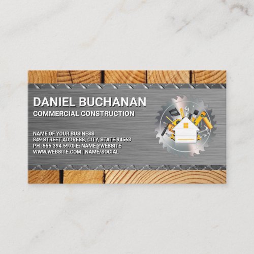 Construction Tools  Circular Saw  Steel and Wood Business Card