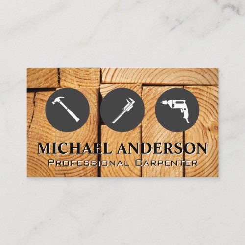 Construction Tools  Cut Wood Business Card