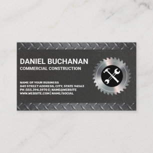Construction Tools Diamond Plated Steel Business Card
