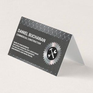 Construction Tools Diamond Plated Steel Business Card