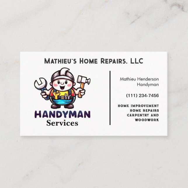 Construction Tools Handyman Business Card (Front)