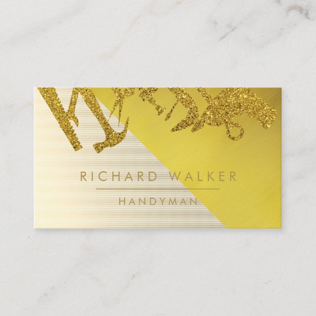 Construction Tools Handyman Gold Black Business Ca Card (Front)