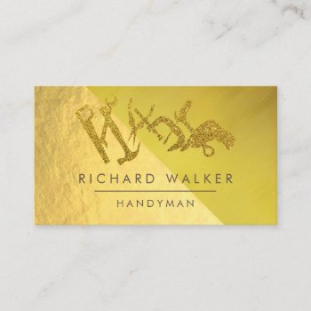 Construction Tools Handyman Gold Glitter Black  Business Card by tsrao100 at Zazzle