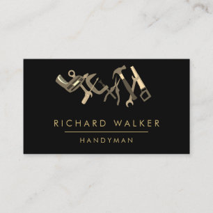 Construction Tools Handyman Yellow Black Carpenter Business Card
