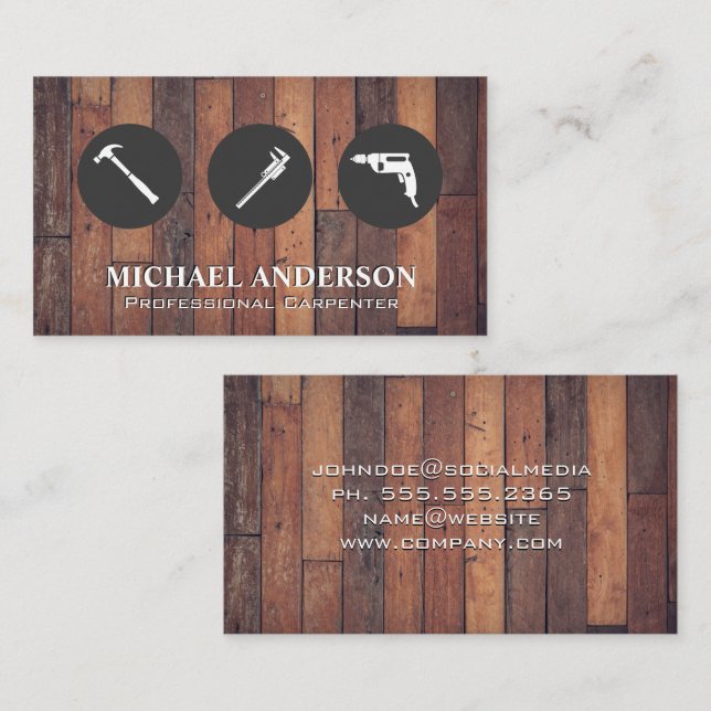 Construction Tools | Hardwood Floors Business Card (Front/Back)