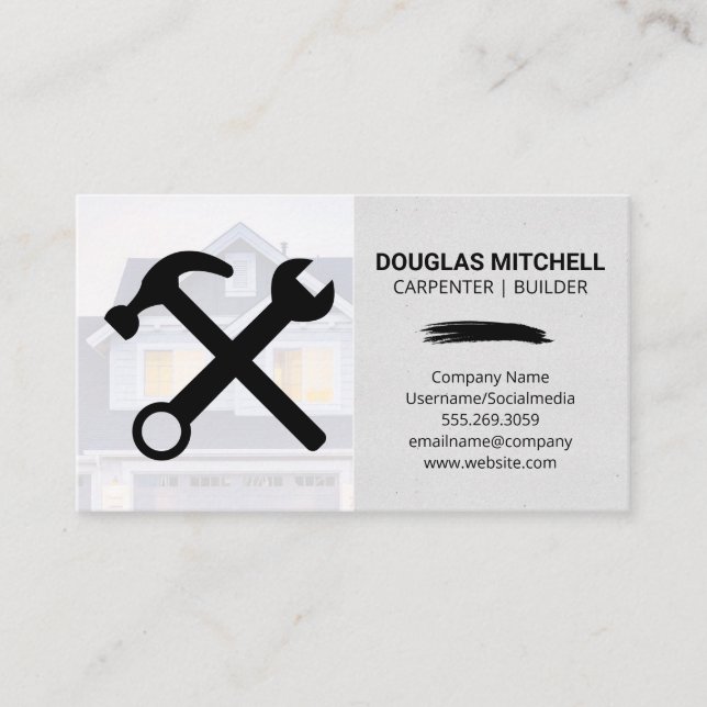 Construction Tools | House Background Business Card (Front)