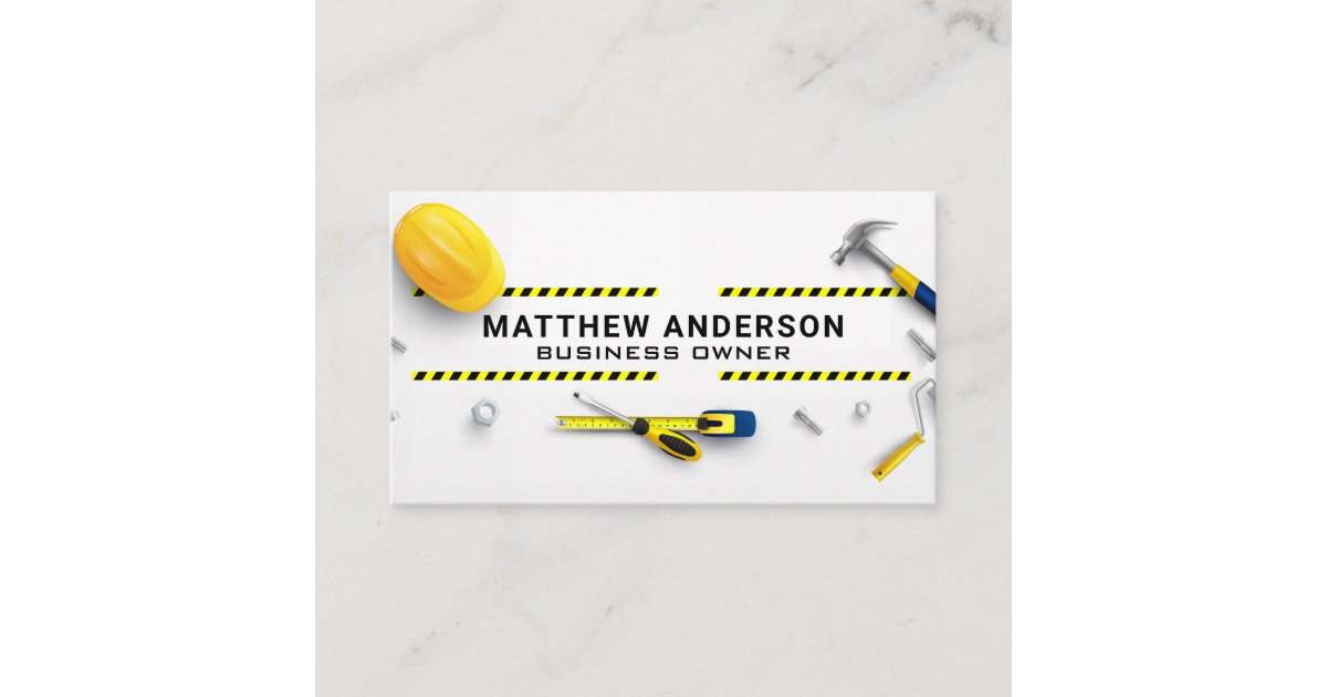Construction Tools Laid out | Blue Collar Business Card | Zazzle