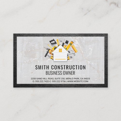 Construction Tools  Leather and Stone Business Card
