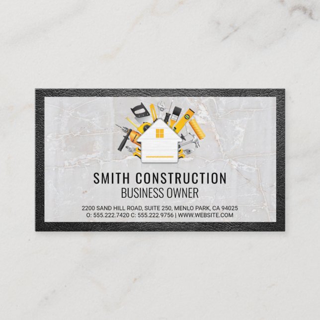Construction Tools | Leather and Stone Business Card (Front)