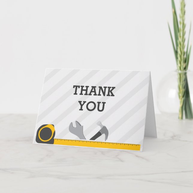 Construction Tools Letterpress Thank You Card (Front)