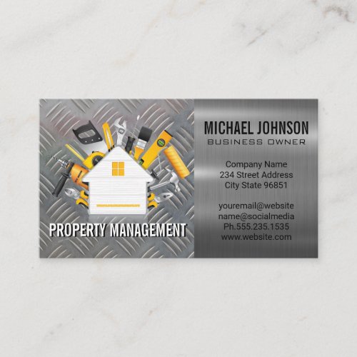 Construction Tools  Metal Steel Plate Business Card