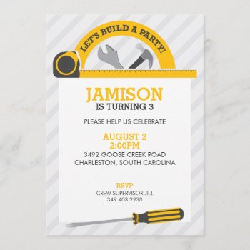 Construction Tools Party Invitation by cranberrydesign at Zazzle