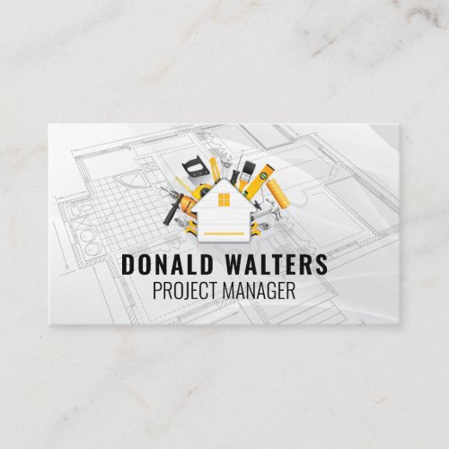 Construction Tools  Schematics Background Business Card