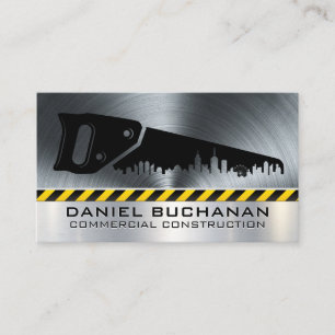 Construction Tools   Steel Background Business Card