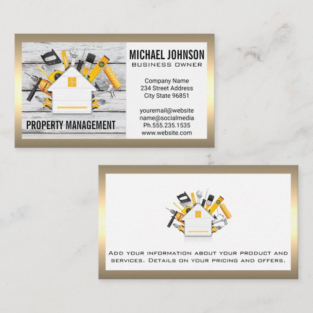 Construction Tools Supplies | Carpentry | Wood Business Card (Front/Back)