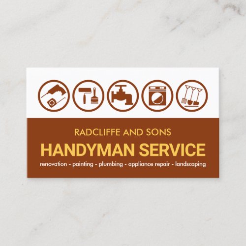 Construction Tools White Brown Layers Business Card