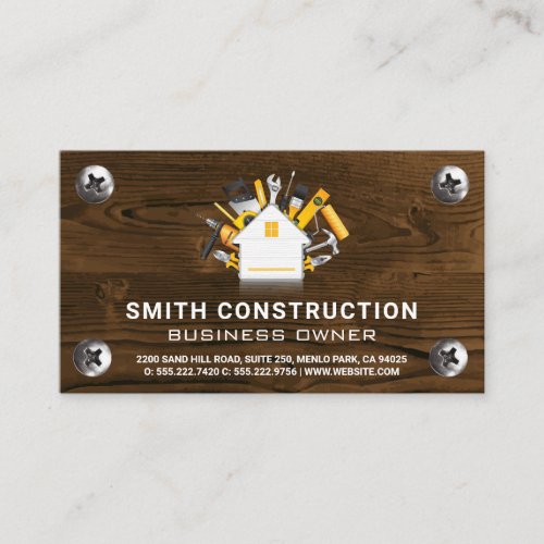 Construction Tools  Wood and Metal Screws Business Card