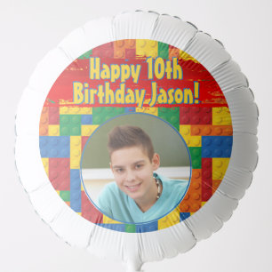 Construction Toy Building Blocks Photo Birthday Balloon