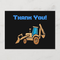 construction tractor, birthday Thank You! Postcard