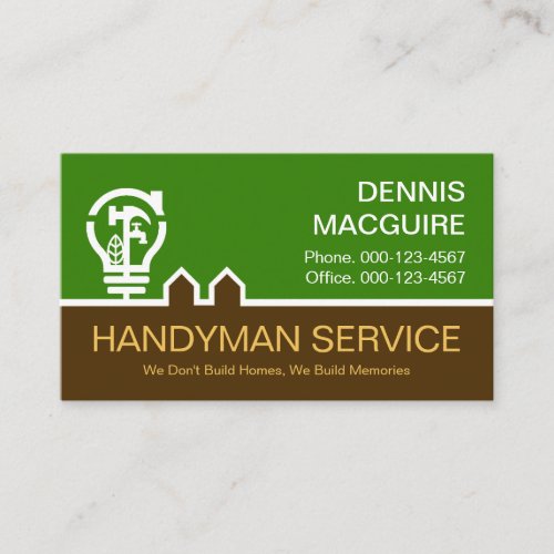 Construction Tree Bulb Handyman Tools Business Card