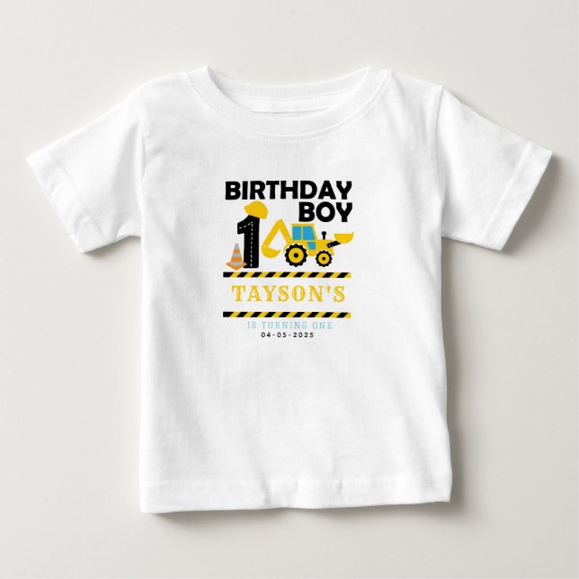 Construction Truck 1st Birthday | Kids Party Baby T-Shirt (Front)