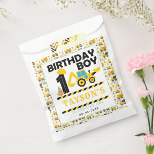 Construction Truck 1st Birthday Kids Party Favor Bag