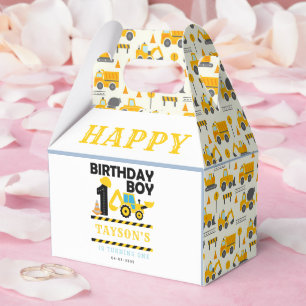 Construction Truck 1st Birthday Kids Party Favor Boxes