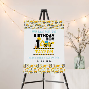 Construction Truck 1st Birthday   Kids Party Foam Board
