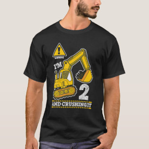 Construction Truck 2Nd Birthday 2 Years Old Digger T-Shirt