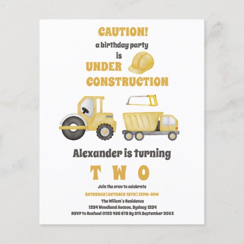 Construction Truck 2nd Birthday Budget