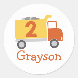 Construction Truck 2nd Birthday Party Stickers