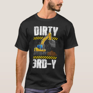Construction Truck 3rd Birthday Boy Excavator 3 Di T-Shirt