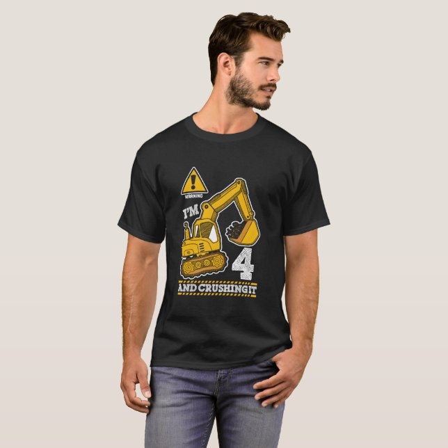 Construction Truck 4Th 4 Digger Builder T-Shirt (Front Full)