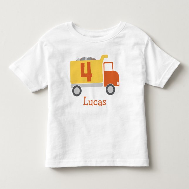 Construction Truck 4th Birthday Party Shirt (Front)