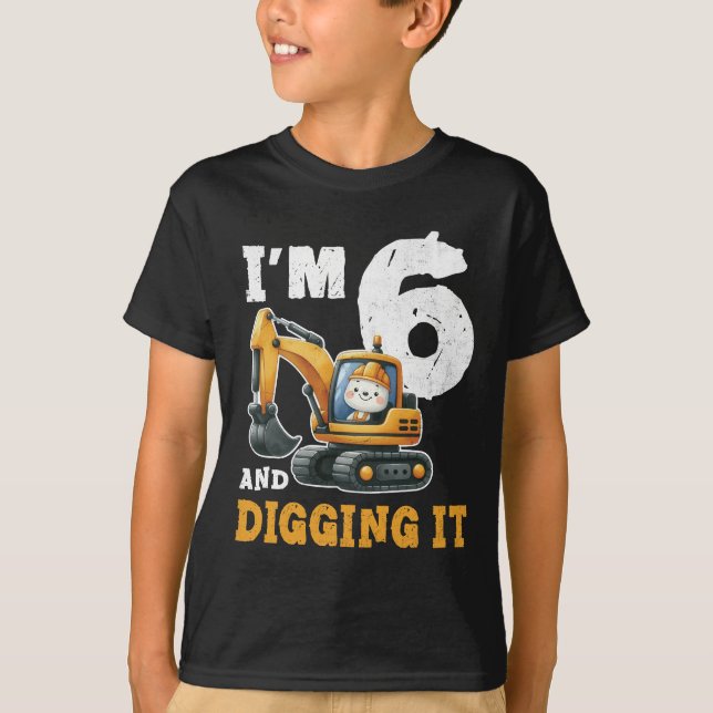 Construction Truck 6th Birthday 6 Years Old T-Shirt (Front)