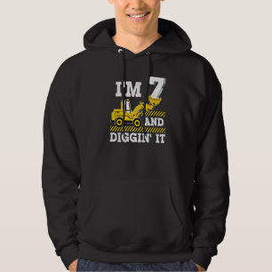 Construction Truck 7th Birthday Boy Excavator 7 Di Hoodie