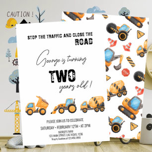 Construction Truck any age Birthday Invitation