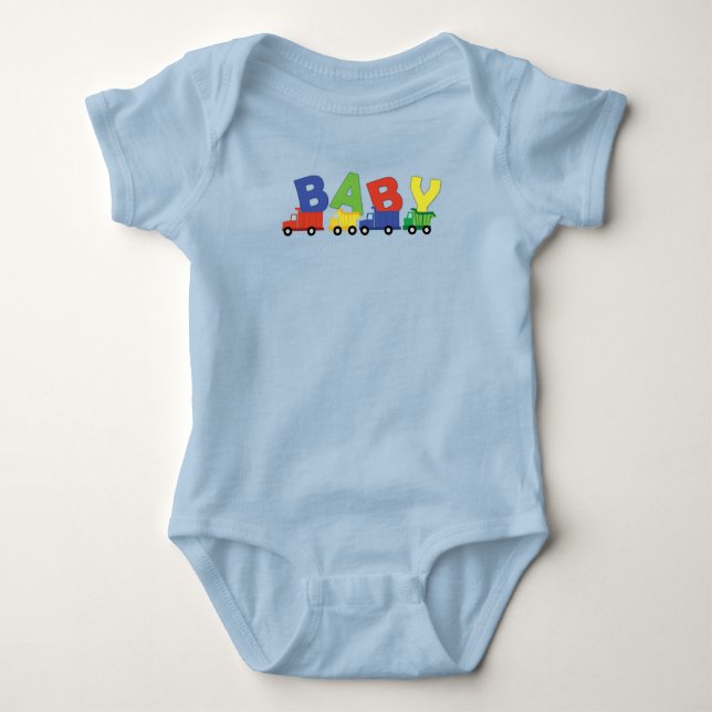 Construction Truck Baby Shower Baby Bodysuit (Front)