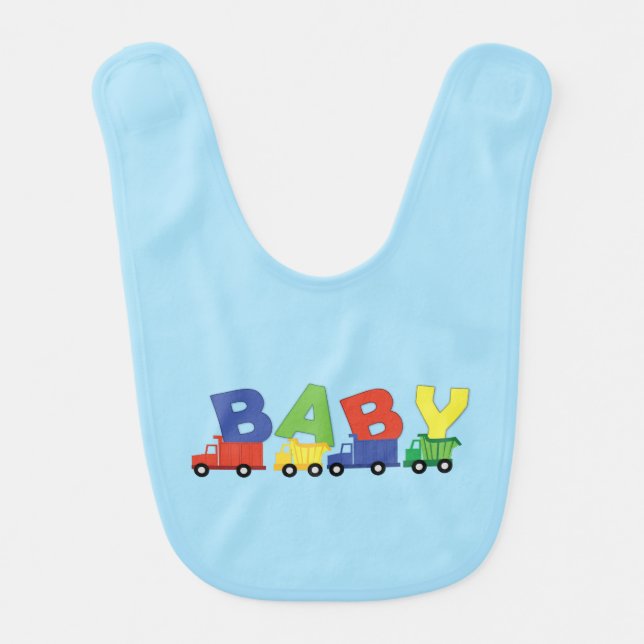 Construction Truck Baby Shower Bib (Front)
